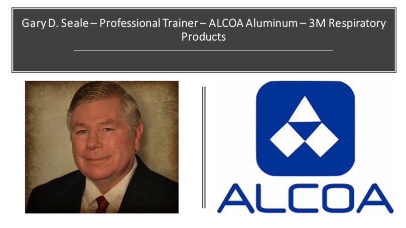 Man with ALCOA logo and text description.